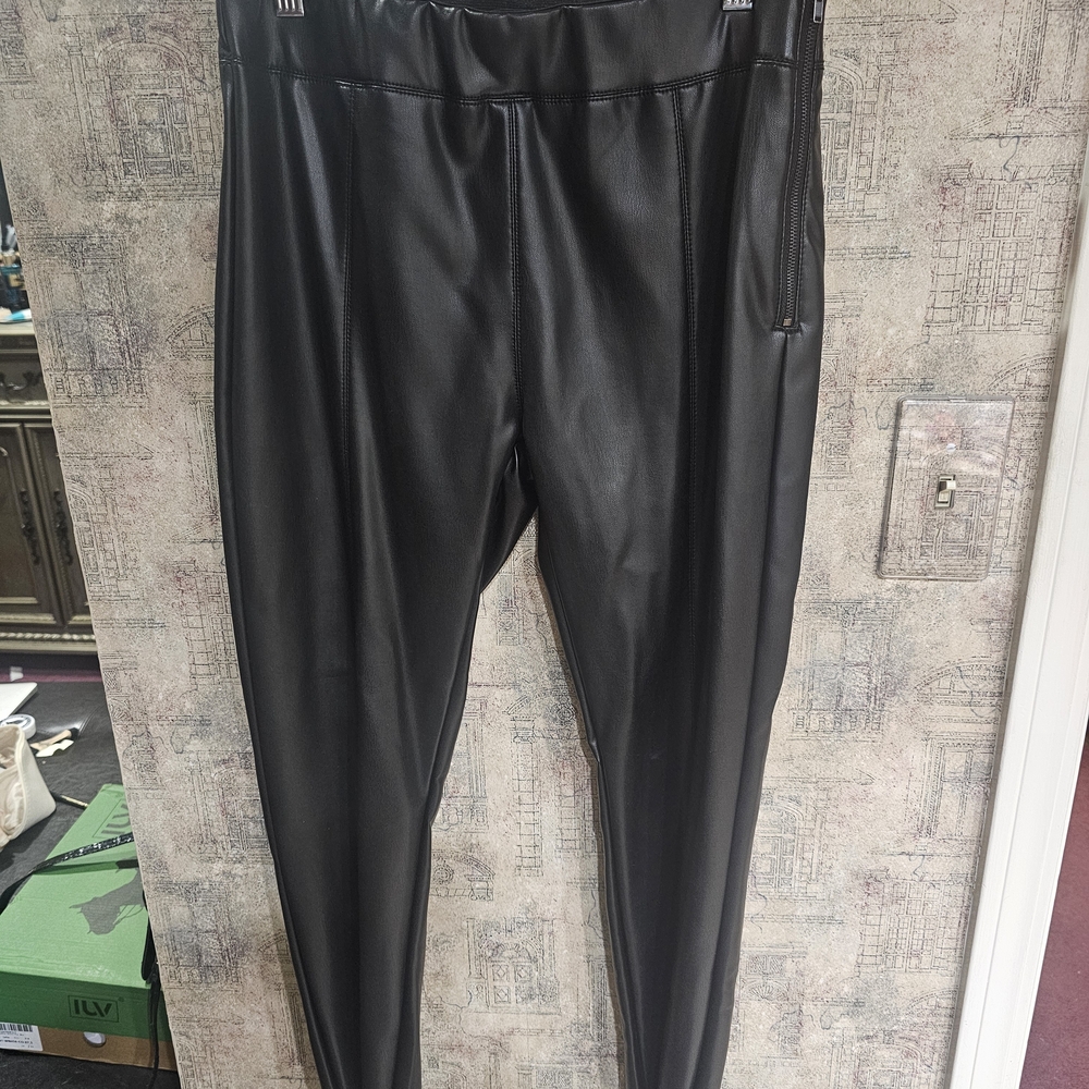 Black Faux Leather Women's Pants